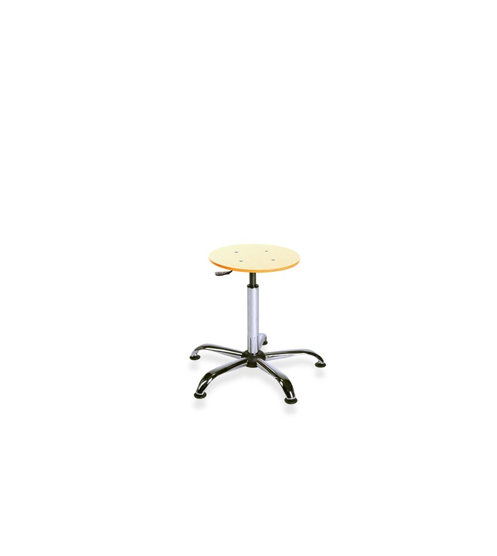 Taboret pracowniczy ze sklejki BlackTab 02 podstawa chromowana, stopki