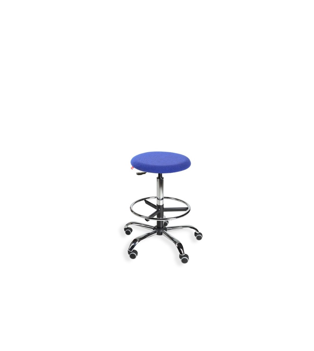 Taboret, stołek, hoker BlackTab - chromowana podstawa, kółka, podnóżek