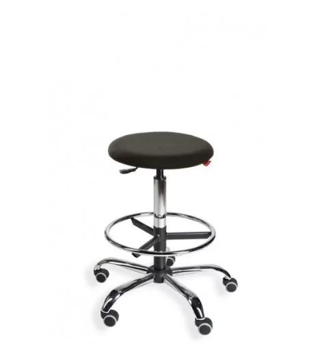 Taboret, stołek, hoker BlackTab - chromowana podstawa, kółka, podnóżek