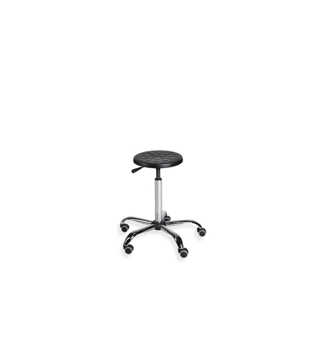Taboret laboratoryjny PurTab na kółkach, chrom, od producenta