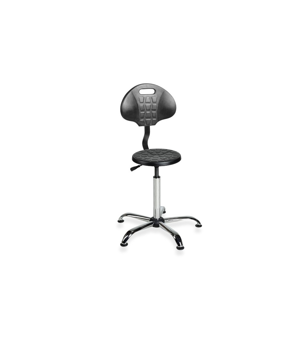 PurTab back chrome - taboret laboratoryjny z oparciem