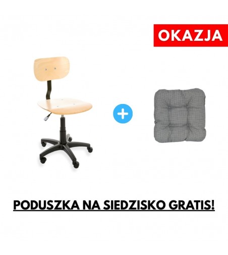 Krzesło warsztatowe na kółkach ErgoPlus ze sklejki lakierwanej, stopki