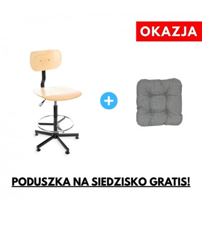 Krzesło warsztatowe, szwalniczem Black 02 ze sklejki lakierowanej