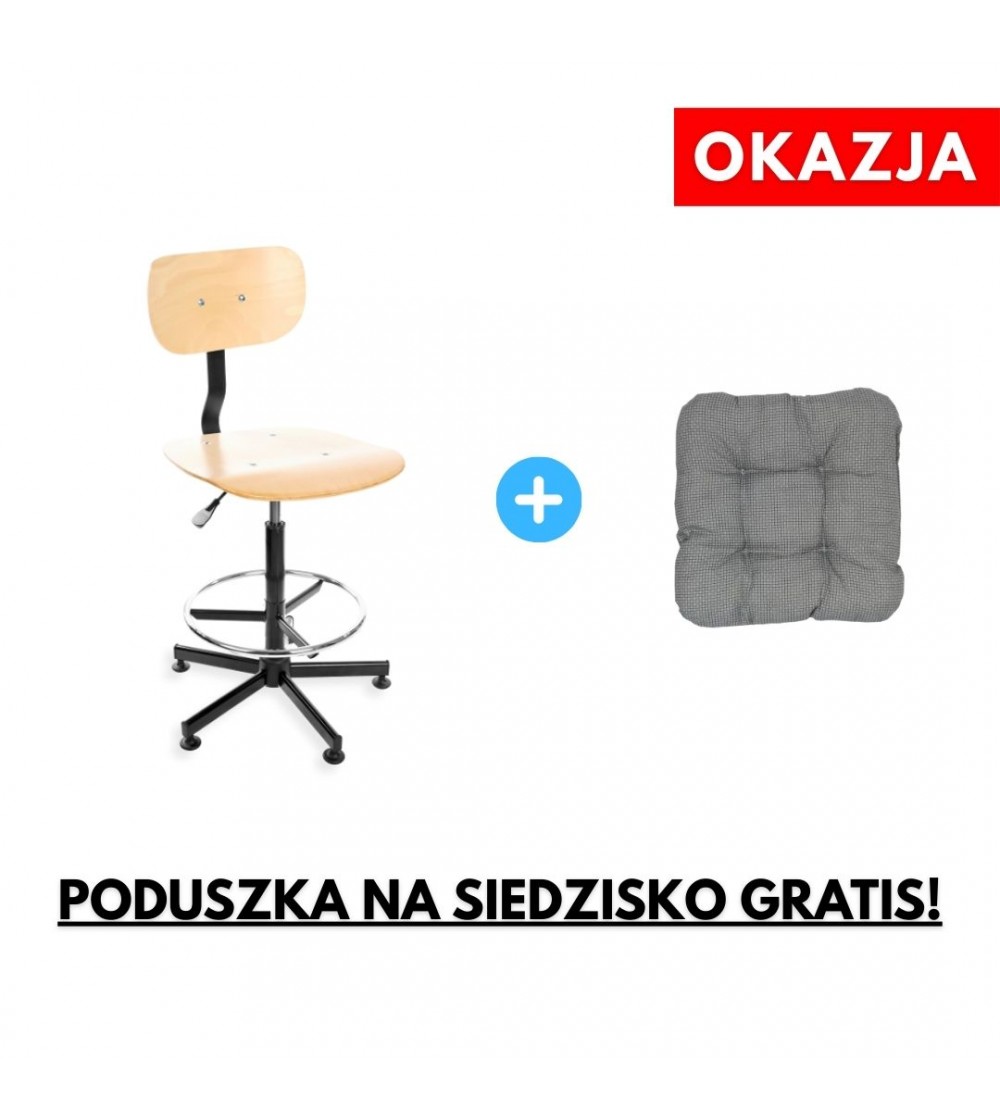 Krzesło warsztatowe, szwalniczem Black 02 ze sklejki lakierowanej