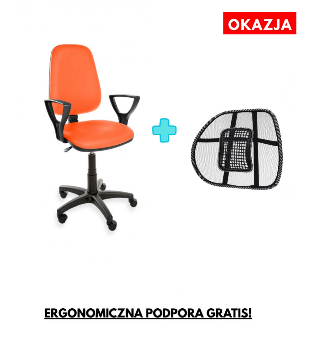 Krzesło biurowe obrotowe KOMFORT ECO z podłokietnikami, ekoskóra
