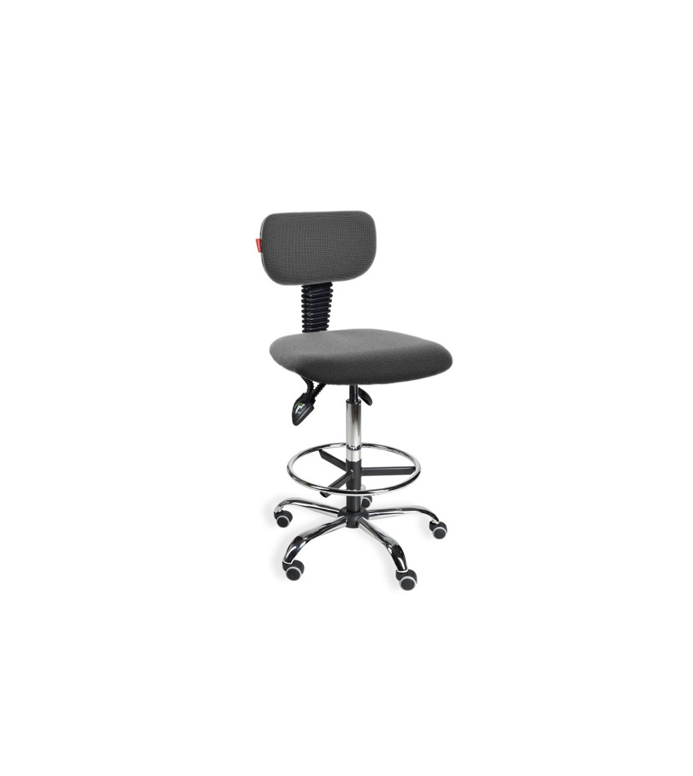 Krzesło wysokie z podnóżkiem na kółkach Black 01 asynchro chrome H + RING WH